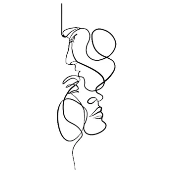 Художественная металлическая настенная живопись для спальни Минималистичный дизайн Настенные скульптуры Декор Линии поцелуев влюбленных художественное оформление