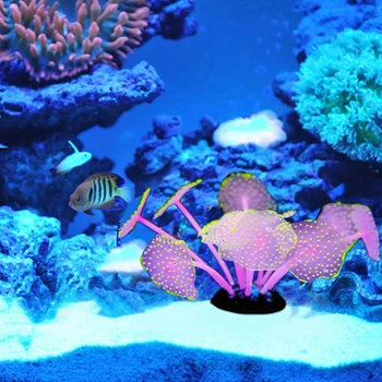 1 шт. Красочная силиконовая имитация коралловых украшений Реалистичная форма гриба Аквариумный аквариум Светящиеся поделки Украшения для ландшафтного дизайна