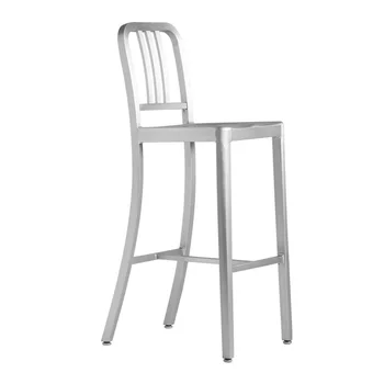 Барный стул из нержавеющей стали, спинка стула, стул с высокими ножками, темно-синий стул, железный табурет, металлический табурет