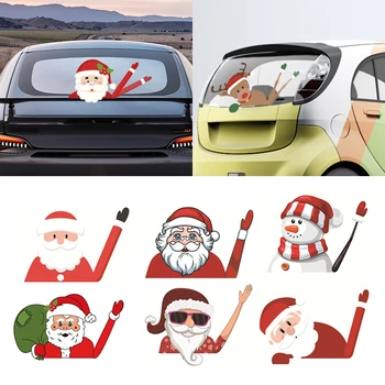 Машущий Санта-Клаус, Наклейка на автомобиль, Рождественское Автоукрашение, Наклейки на стеклоочиститель, наклейки на стеклоочиститель, Декор заднего лобового стекла, Новый Год