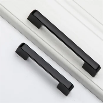 10шт Черных ручек для мебели Ручки для шкафов Кухонные ручки Ручки для выдвижных ящиков Выдвижной шкаф 96 мм