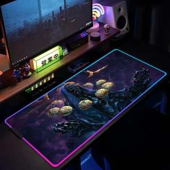 Игровой Коврик для мыши Overwatch со Светодиодной Подсветкой Gamer Rubber Large Gaming RGB Mousepad XXL Красочный Светящийся Коврик Для мыши Genji Mercy Deskmat