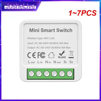 1 ~ 7ШТ Tuya 16A Mini Wifi Smart Switch Light 220V Поддерживает 2-Полосный Модуль Автоматизации Управления Синхронизацией Приложение Для Alexa Home