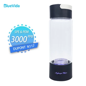 Генератор воды с максимальным содержанием водорода 3000 ppb- 3 в 1 (дыхание с трубкой) Двухкамерная бутылка для воды для электролиза DuPont SPE + PEM H2