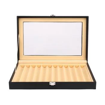 12 Черных ручек, Кожаная коробка для перьевого дисплея, коробка для хранения искусственных ручек, Кожаный пенал, коробка для хранения