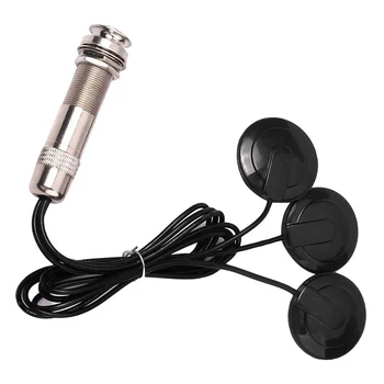Гитарный звукосниматель Пьезоконтактный Микрофонный звукосниматель с 3 датчиками для акустического разъема 6,35 мм (черный)