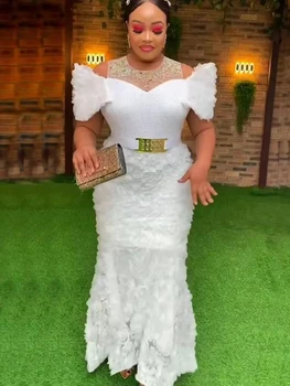 Африканские роскошные вечерние платья с блестками Плюс размер 2024 Элегантное Женское платье для свадебной вечеринки, платья для выпускного вечера