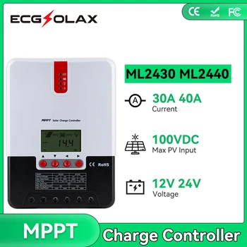 ECGSOLAX MPPT 40A 30A Солнечный Контроллер Заряда 12V 24V С Совместимым Модулем Bluetooth Регулятор Солнечной Батареи PV Max 100VDC