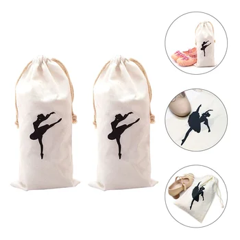 2шт Балетные сумки Балетные танцевальные сумки Сумки для обуви на шнурке холщовые сумки для хранения