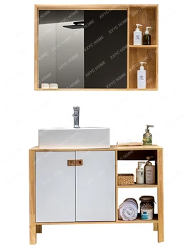 Комбинация шкафов для ванной комнаты Простой умывальник Шкаф для умывальника настольный умывальник современный