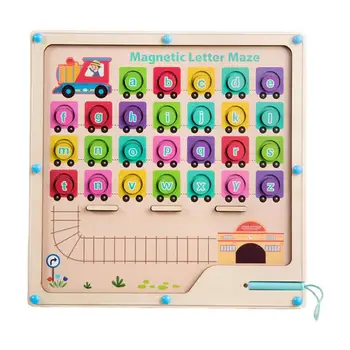 Магнитный лабиринт, лабиринт с магнитными буквами, обучающая головоломка с алфавитом для детей, лабиринт Монтессори, игрушки, обучающий подарок для мальчиков и девочек