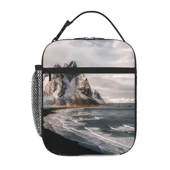 Стоккснес Исландские горы, пляж, пейзаж с закатом, фотография Ланча, сумки для ланча, изоляционные сумки, Термосумка-холодильник