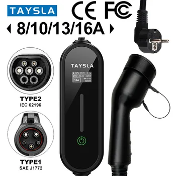 Зарядное Устройство TAYSLA EV Charger Type 2 Портативный Кабель Для Зарядки Электромобилей EU Plug 3,5 КВТ 16A IEC 62196-2 J1772 Зарядное Устройство для Всех Электромобилей Car