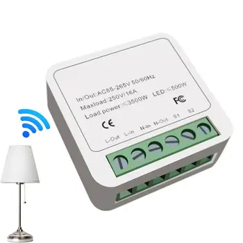 Интеллектуальный релейный переключатель Wi-Fi, мини-модуль интеллектуального релейного переключателя, переключатель на 16 А для автоматизации умного дома, выключатель света Wi-Fi Работает с