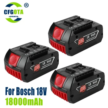 100% Оригинальная литий-ионная аккумуляторная батарея 18V 18.0A для запасных электроинструментов Bosch 18000mah, портативный индикатор замены