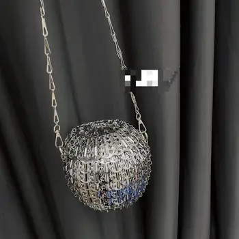 Женская металлическая сумочка ручной работы Sphericity с кристаллами, блестящими стразами, вечерняя сумочка с бриллиантами, Клатч для званого ужина, сумочка-мессенджер