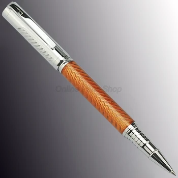 Fuliwen Metal Carbon Fiber Оранжевая И Серебристая Бизнес-Роликовая Шариковая Ручка Многоразового Использования С Чернилами Для Письма