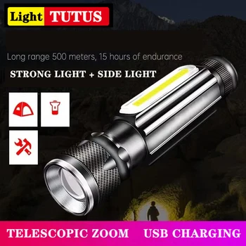 Светодиодный фонарик T6 из алюминиевого сплава, USB перезаряжаемый фонарик с магнитом, рабочая лампа, 5 режимов освещения, фонарик для ремонта автомобиля, светильник