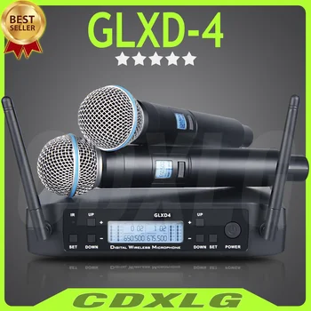 Высокое качество！ GLXD4 Профессиональный Двойной Беспроводной Микрофон 600-699 МГц Система Сценических выступлений UHF Динамический 2-Канальный Ручной
