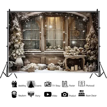 ZHISUXI Рождественская елка, окно, фон для фотосъемки с конфетами, Деревянные двери, кинотеатр со снеговиком, Сосновый новогодний фон, реквизит LA-30