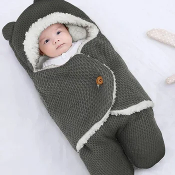 Зимнее детское пеленальное одеяло унисекс, мягкий шелковистый Уютный плюшевый мешочек для сна 0-6 месяцев