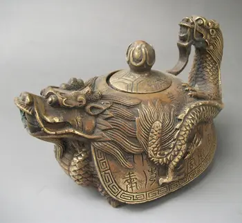 Замечательные Редкие Восточные Бронзовые Статуэтки чайников с резьбой в виде дракона