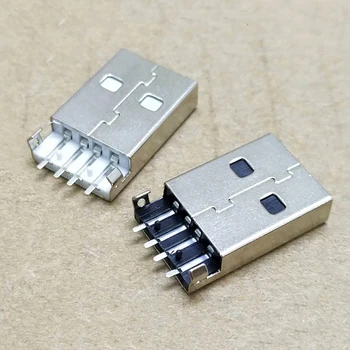 10 шт./лот USB 2.0 Мужской Тип USB Разъем для печатной платы 180 градусов SMT AM 4pin мужской USB разъем