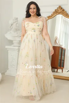 Платье Подружки невесты Lorrtta Светло-желтое С аппликацией, вырез в виде сердечка, Бант на подтяжках, Женская одежда Больших размеров