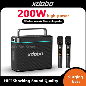 Портативный Bluetooth-динамик большой мощности мощностью 200 Вт, кемпинг, 2 беспроводных микрофона, K Song, тяжелый бас, Caixa De Som, высокое качество звука, аудио