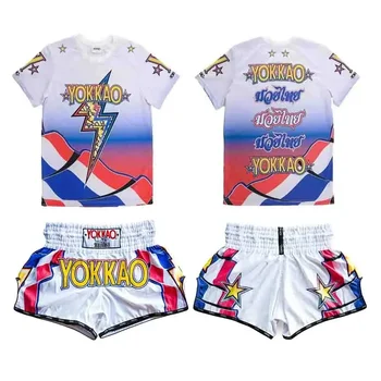 Оригинальные боксерские плавки и футболки с принтом молнии, штаны для борьбы с Муай Тай, штаны для кикбоксинга, спортивные шорты для фитнеса