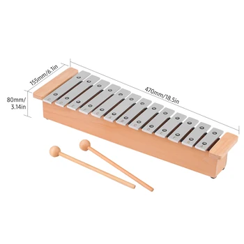 Портативное алюминиевое пианино Glockenspiel, 13 нот, Ксилофон, ударный инструмент, музыкальный инструмент с деревянными палочками