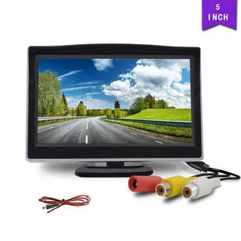 Автомобильный Монитор с 5-дюймовым Tft-Жк-экраном, 2 Канала Видеовхода, 800x480, Цифровой Дисплей для парковки Задним Ходом