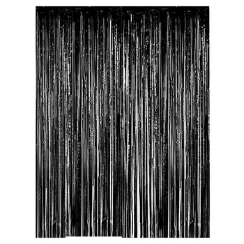 10 упаковок штор из черной металлической фольги, 2-метровый занавес от дождя, фоновая стена на Хэллоуин, украшение на день рождения, Прочный, простой в использовании