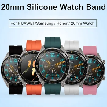 20 мм Ремешок для часов Samsung Galaxy 42 мм 46 мм Силиконовый браслет для Amazfit Bip Ремешок для часов Huawei Watch 2 для Gear Sport