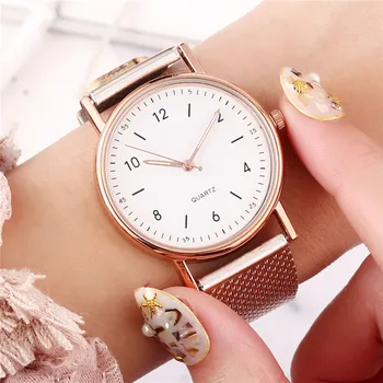Женские часы с кварцевым механизмом из розового золота Модные женские часы в скандинавском минималистичном стиле, кварцевые Женские часы с модным темпераментом