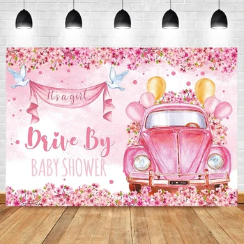 Laeacco Pink Sweet It's A Girl Drive By Фон Для Душа Ребенка Для Фотосъемки Вечеринки по случаю Дня Рождения Фон Для Фотосъемки Фотостудии