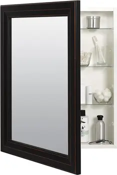 Зеркальный шкафчик для лекарств Zenna Home с креплением на поверхность или в углублении, 24,5 ”Ш x 30,5”В, бронза, натертая маслом