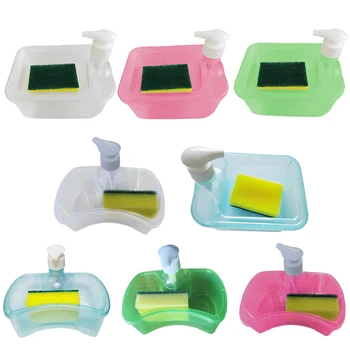 1 комплект Дозатор жидкого мыла для кухни Дозатор мыла для мытья посуды с губкой Насос для жидкости Контейнер для мыла Кухонные Принадлежности Инструмент для чистки
