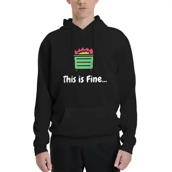 Новинка, повседневный мем This Is Fine, 18 пар Плюс бархатный свитер с капюшоном, винтажный дорожный сексуальный пуловер с веревкой с капюшоном