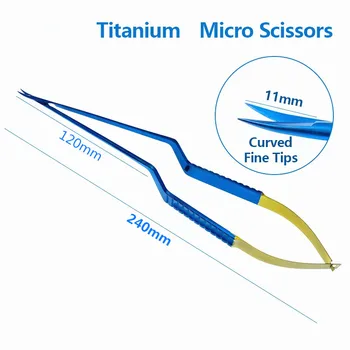 Титановые микро ножницы длиной 24 см для нейрохирургии Хирургические ножницы Инструменты с плоской ручкой лезвия 11 мм