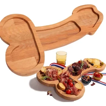 Забавная походная деревянная тарелка для ужина, разделочная доска из натурального дерева для семейного ужина на открытом воздухе, поднос для подачи фруктов, пародия на вечеринку для пикника