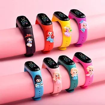 Цифровые детские часы Princess, женский браслет, сенсорные спортивные светодиодные часы для девочек, водонепроницаемые часы relogio feminino