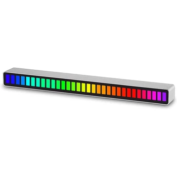 32-Битный Индикатор Уровня Музыки Алюминиевая Планка Голосовое Управление Звуком Звуковой Спектр RGB Свет Светодиодный Дисплей Ритм Импульсный Сигнал