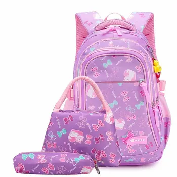 Школьные рюкзаки 2023 года, рюкзак большой емкости с сумкой для ланча, сумка для карандашей, школьные сумки для учащихся начальных классов для девочек Mochila Infantil