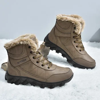 2023 Зимние новые мужские зимние ботинки, уличная обувь для альпинизма, теплая плюшевая хлопчатобумажная обувь, короткие ботинки с защитой от замерзания, Большой размер： 39-48