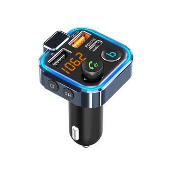 Звук автомобильного FM-передатчика, быстрое USB-зарядное устройство, автомобильный адаптер, 42 Вт PD + QC3.0, светодиодная подсветка, беспроводной вызов