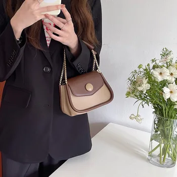 Женская сумка с нишевой текстурой в корейском стиле, милая сумочка на цепочке, индивидуальность, цветовой контраст, сумка через плечо через плечо