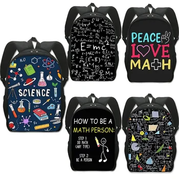 Рюкзак с принтом по физике математике химии для мальчиков и девочек-подростков, школьные сумки, научный рюкзак, рюкзак для ноутбука, сумка для книг