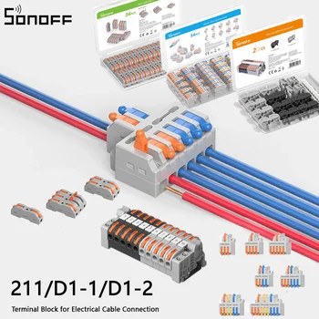 SONOFF 211/D1-1/2 Разъем для проводов на Din-рейке Компактная клеммная колодка для подключения проводов Многоцелевого назначения Для подключения электрических кабелей