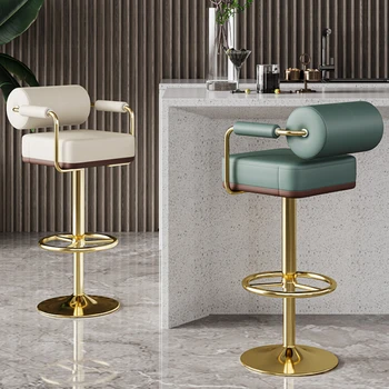 Регулируемые барные стулья Nordic Salon, Металлические Поворотные Офисные Современные барные стулья, Дизайнерская барная мебель Cadeira MR50BC